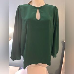 J Crew Large Tall NWT Chic Forest Green Blouse